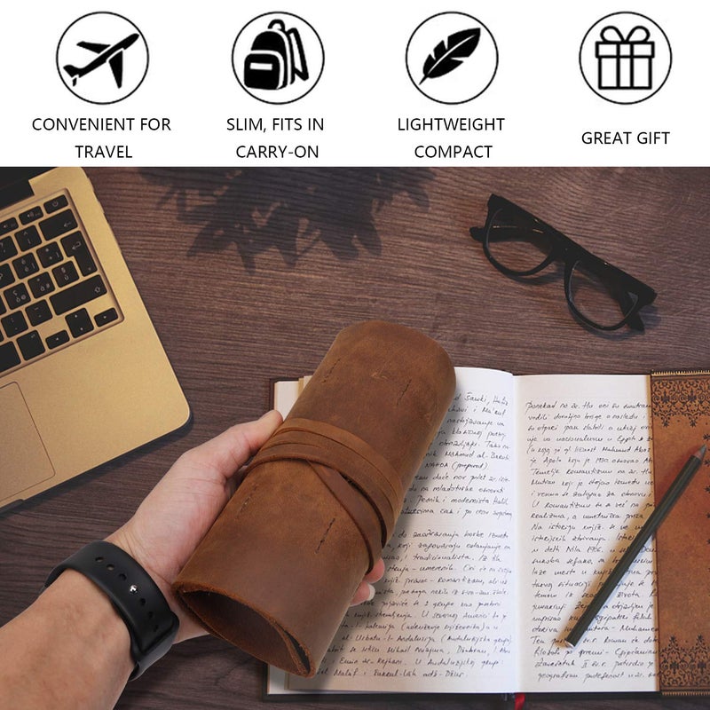 QEES Cable Organizer,Travel Organizer Electronics Organizer,Leather Charge Organizer Roll Bag,Travel Cord Organizer Tec Cable Organizer Bag Travel Case For Cable Charger Phone USB Headphone. (10 Slots) - Image 5